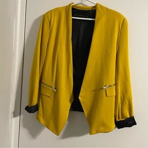 Zara Mustard Yellow Blazer with Navy lining S